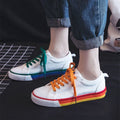 Women's Rainbow Sole Canvas Sneakers – 2026 Korean Style Mismatched Trainers