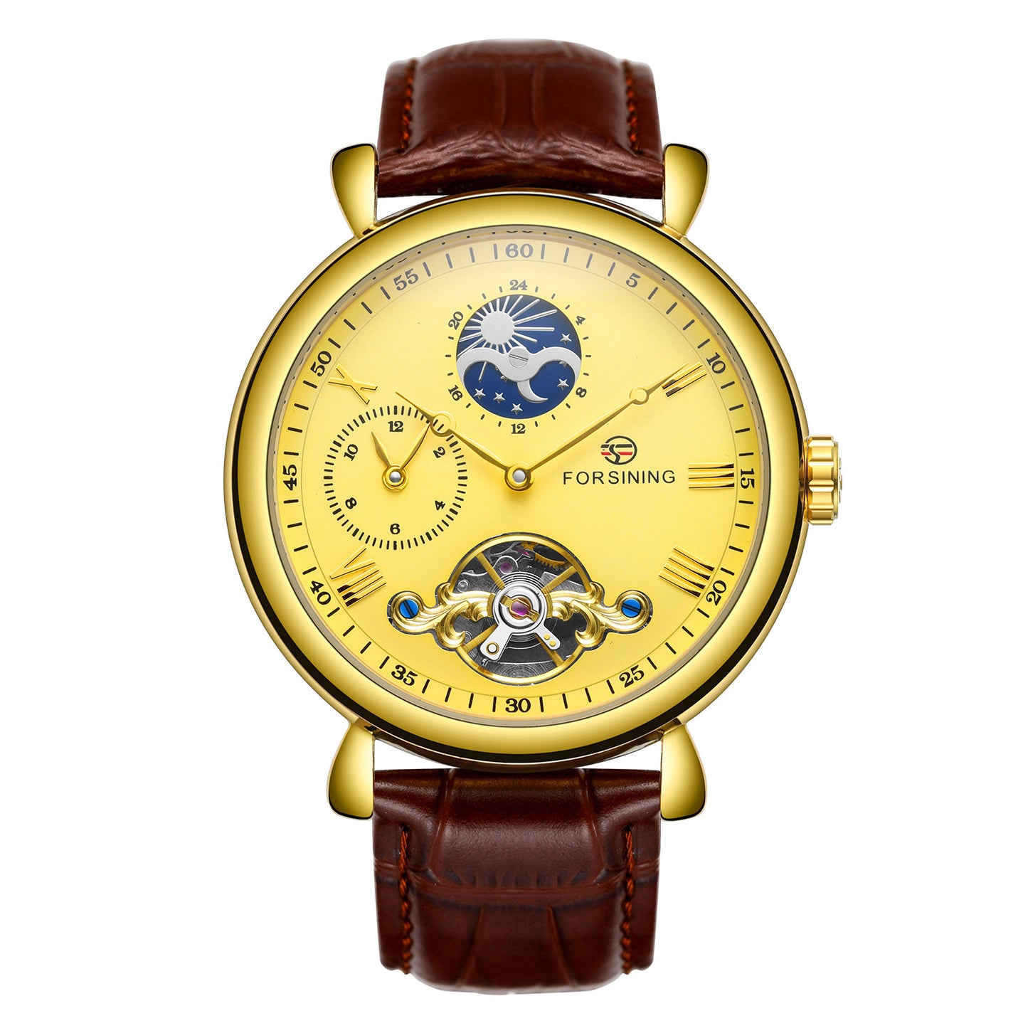 Men's Skeleton Tourbillon Automatic Mechanical Watch - Leather Strap