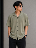 Men’s Textured Waffle Knit Short Sleeve Shirt – Sage Green