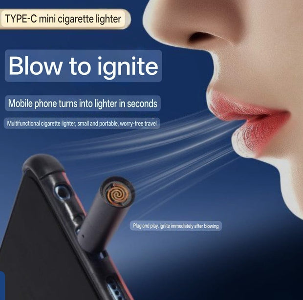 type-c lighter mobile supported USB type c lighter no battery just blow and use