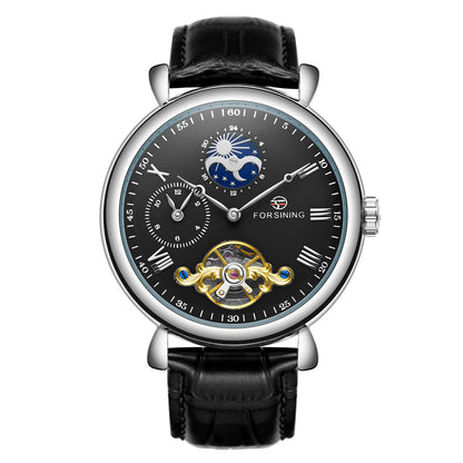 Men's Skeleton Tourbillon Automatic Mechanical Watch - Leather Strap