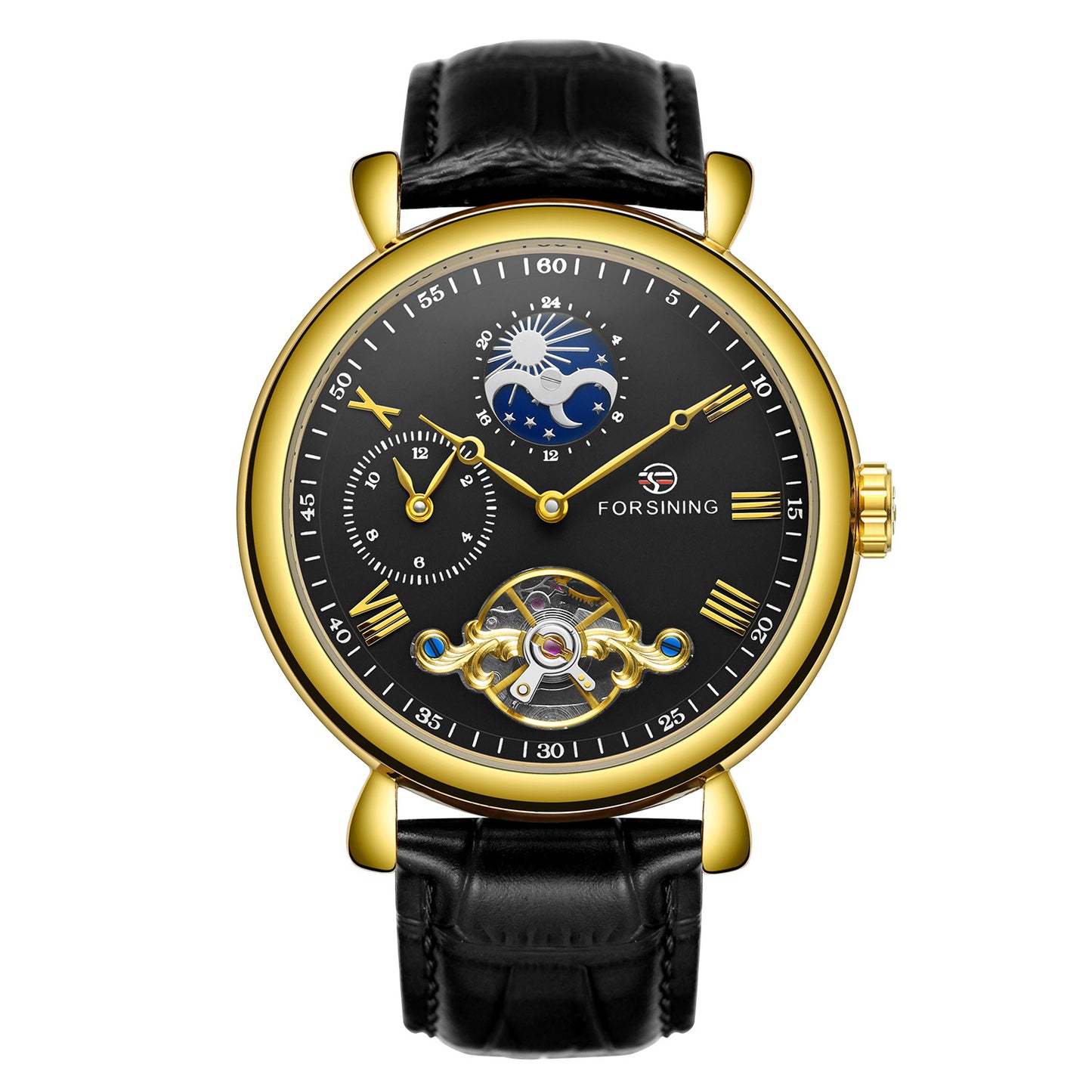Men's Skeleton Tourbillon Automatic Mechanical Watch - Leather Strap
