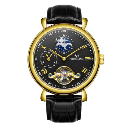 Men's Skeleton Tourbillon Automatic Mechanical Watch - Leather Strap