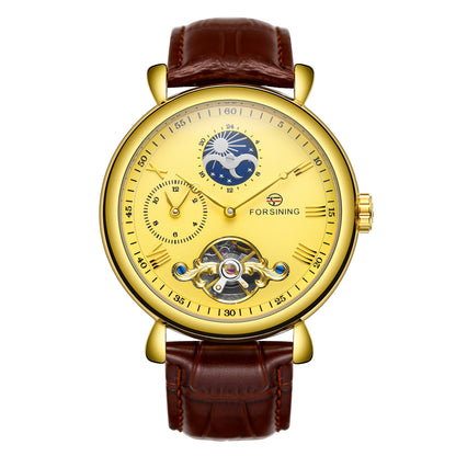 Men's Skeleton Tourbillon Automatic Mechanical Watch - Leather Strap
