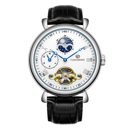 Men's Skeleton Tourbillon Automatic Mechanical Watch - Leather Strap