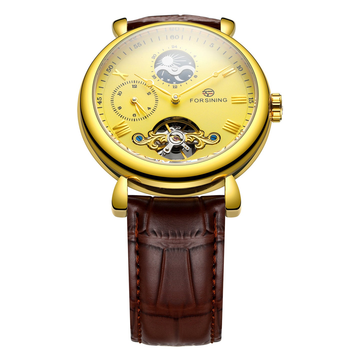 Men's Skeleton Tourbillon Automatic Mechanical Watch - Leather Strap