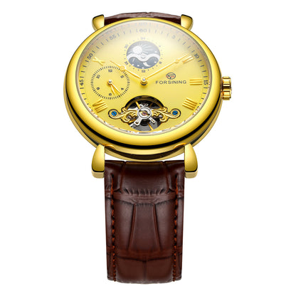Men's Skeleton Tourbillon Automatic Mechanical Watch - Leather Strap