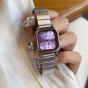 Women’s Minimalist Square Quartz Watch with Stainless Steel Expansion Band