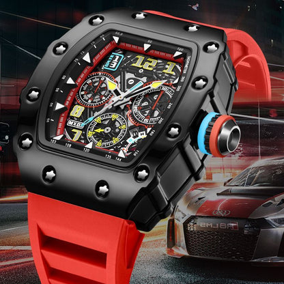 Skeleton Automatic Men's Watch – Barrel Case, Waterproof, Luminous Date Display