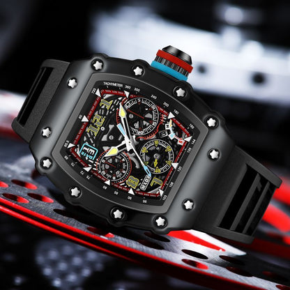 Skeleton Automatic Men's Watch – Barrel Case, Waterproof, Luminous Date Display