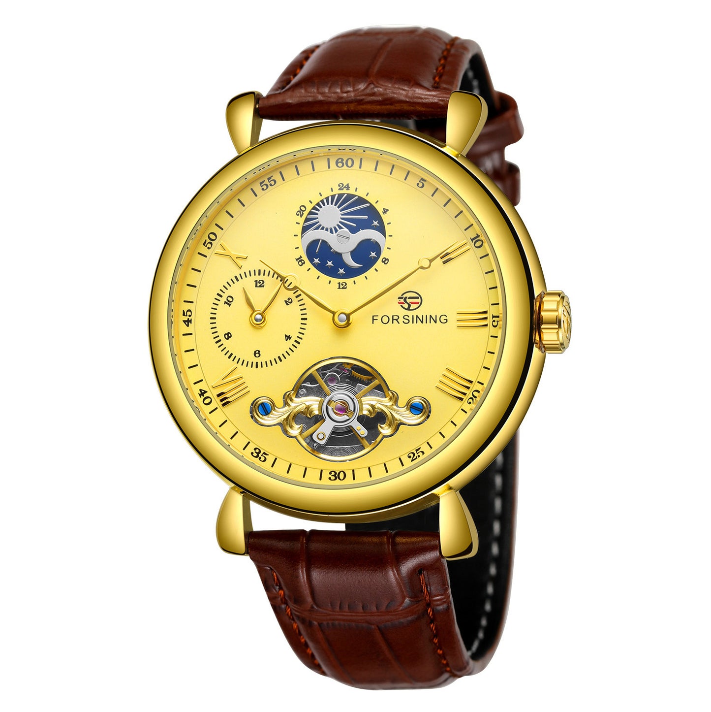 Men's Skeleton Tourbillon Automatic Mechanical Watch - Leather Strap