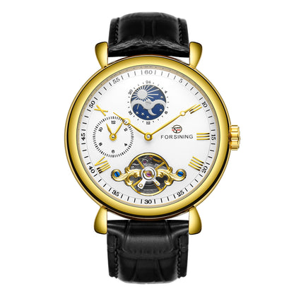 Men's Skeleton Tourbillon Automatic Mechanical Watch - Leather Strap