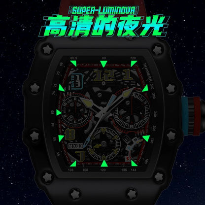 Skeleton Automatic Men's Watch – Barrel Case, Waterproof, Luminous Date Display