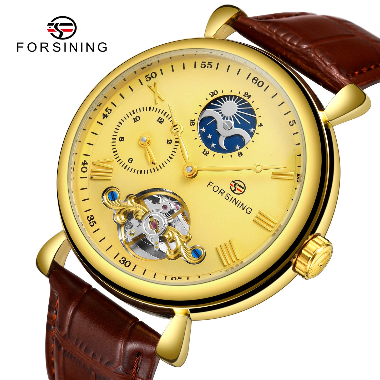 Men's Skeleton Tourbillon Automatic Mechanical Watch - Leather Strap