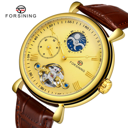Men's Skeleton Tourbillon Automatic Mechanical Watch - Leather Strap