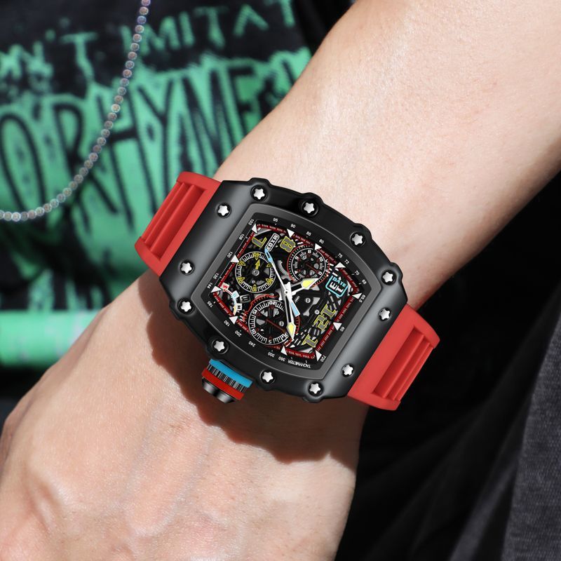 Skeleton Automatic Men's Watch – Barrel Case, Waterproof, Luminous Date Display