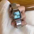 Women’s Minimalist Square Quartz Watch with Stainless Steel Expansion Band