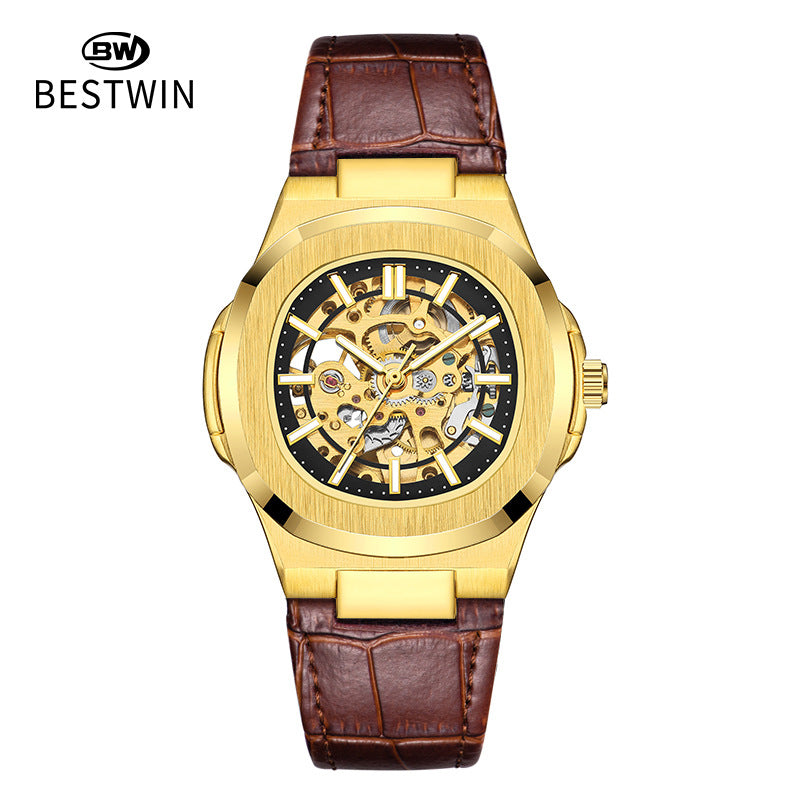 Men's Automatic Skeleton Watch – Luminous Waterproof Mechanical Wristwatch