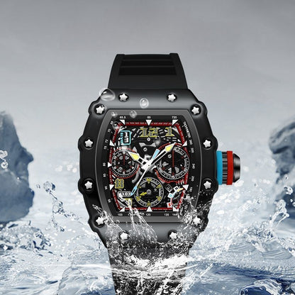 Skeleton Automatic Men's Watch – Barrel Case, Waterproof, Luminous Date Display