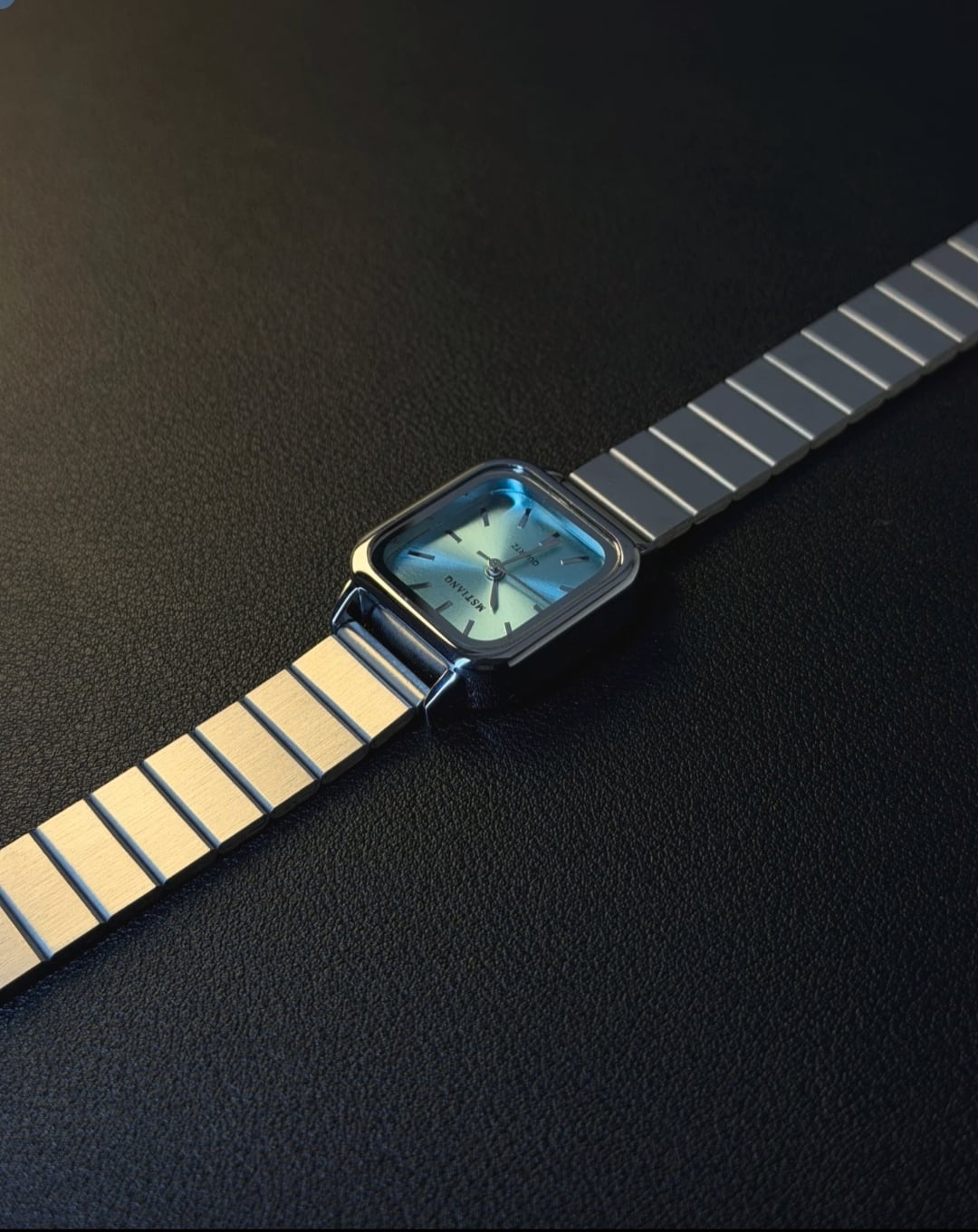 Women’s Minimalist Square Quartz Watch with Stainless Steel Expansion Band